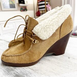 MICHAEL Michael Kors suede sherpa ankle booties heels size 10M